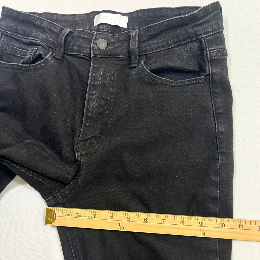 Vervet Blue Jeanne High Rise Crop Straight Jeans Black Distressed Womens Size 30 - Picture 10 of 15